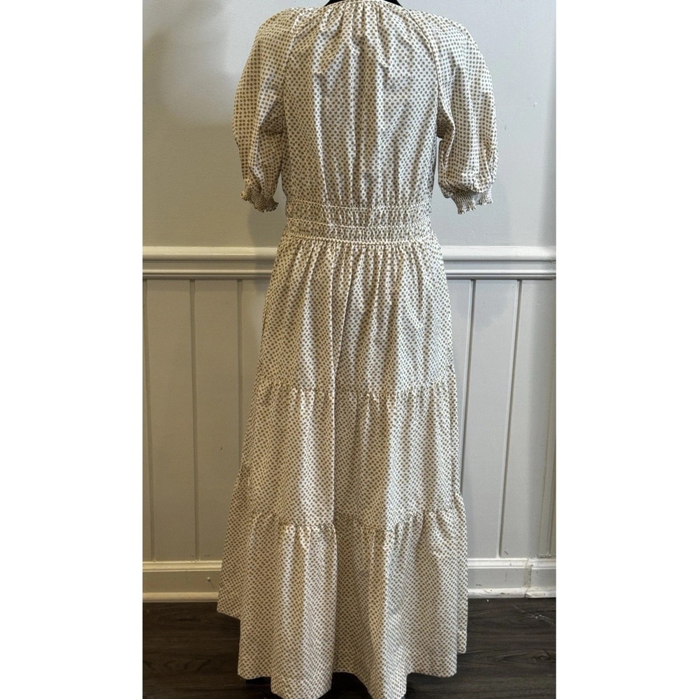 Anthropologie Somerset Dress M Ivory Gold Cottagecore Boho Prairie Maxi - Picture 9 of 9